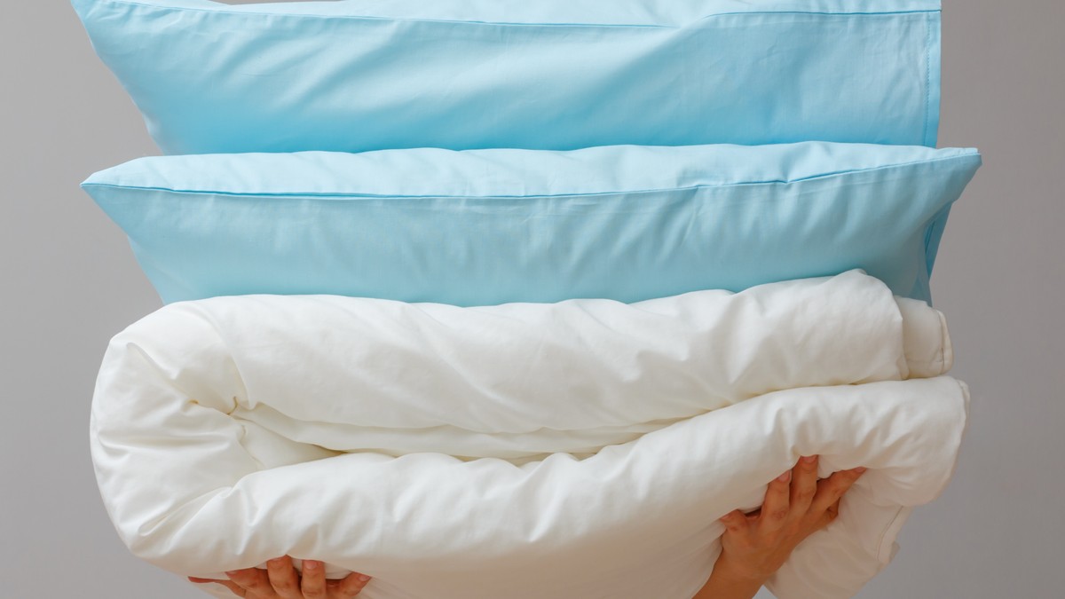 Comforter in a large commercial washing machine